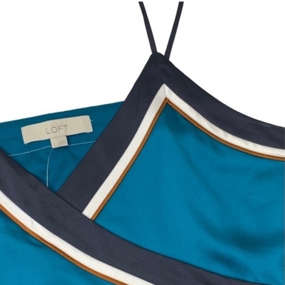 🦋 NWT LOFT Borderline Wrap Cami Belted Bow blue Teal Large - Picture 4 of 10